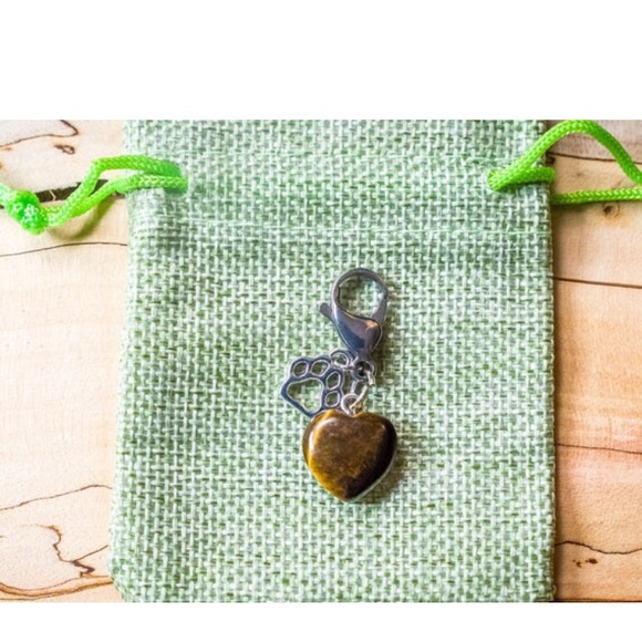 🎉HP 2/20$ Tigers Eye 🤎 Crystal Pet Charm Pet Collar Charm Crystal Dog Collar - Picture 2 of 4